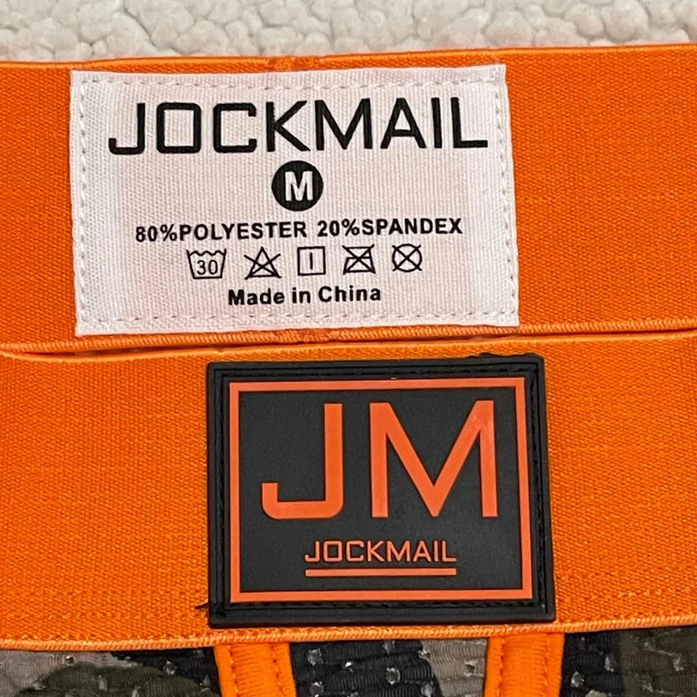 Jockmail Medium (27-30) Mens Camo Mesh Jockstrap Athletic Orange JM233 NEW‎